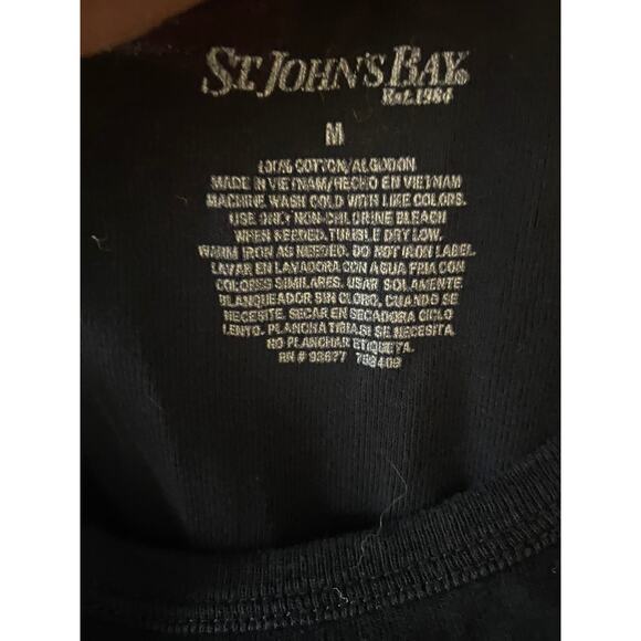 St. John's Bay Womens Medium Long Sleeve Black T-Shirt Cotton - Picture 4 of 7